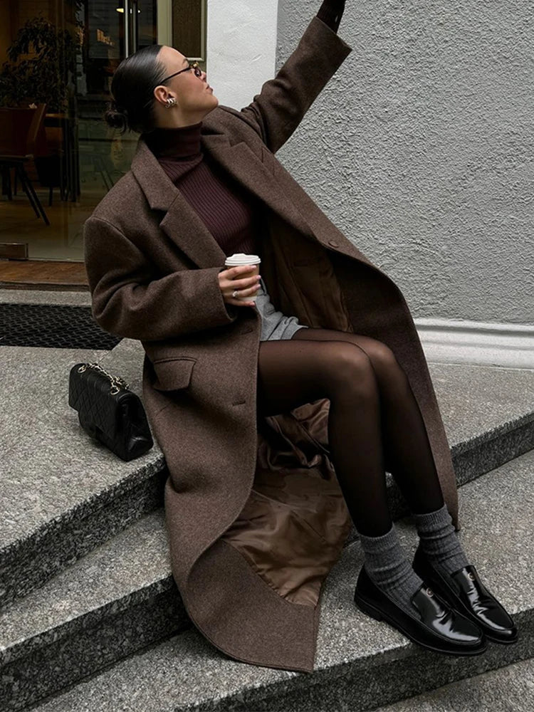 Brown Wool Shoulder Coat