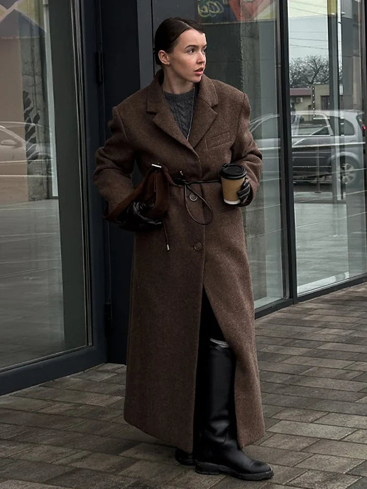 Brown Wool Shoulder Coat